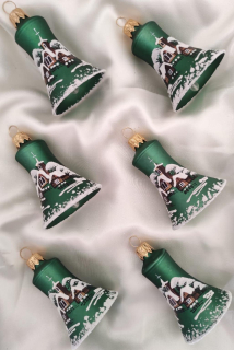 Sada vánočních zvonků ZELENÁ VÍSKA 6 ks 